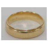 1215	14K GOLD BAND APPROXIMATE SIZE 8 1/2 MARKED WITH HE COMBINATION AND 14K, 14.34 DWT