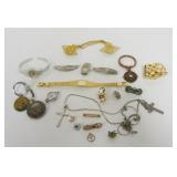 1220	LADIES ASSORTED JEWELRY INCLUDING  BULOVA LADIES WATCH, PR LEAF BARETTES MADE IN FRANCE, CROSSE