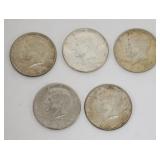 1227	5 KENNEDY HALF DOLLARS INCLUDING 2 - 1964, 1967, 1968 AND 1971