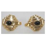 1230	14K GOLD LADIES EARRINGS WITH GARNET TYPE STONE, 7.7 DWT INCLUDING STONE