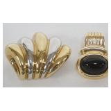 1242	2 - 14K GOLD LADIES PENDANTS, 1 WITH ONYX TYPE STONE, 5.37 DWT INCLUDING STONE