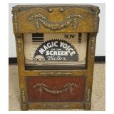1248	ANTIQUE THEATER MARQUIS BOX, RCA VICTOR WITH INTERIOR LIGHT, METAL FRAME AND WOOD DOOR EXTERIOR