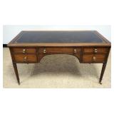 1258	KITTINGER MAHOGANY LEATHER TOP PARTNERS DESK HAVING 5 DRAWERS AND REEDED COLUMN LEGS, SOME WEAR