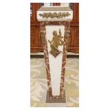 1264	TAPERED MARBLE PEDESTAL WITH BRONZE TRIM AND MOUNTS, APPROXIMATELY 12 IN X 11 IN X 44 IN H, LOS
