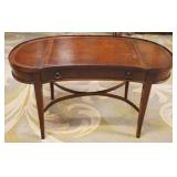 1273	MAHOGANY KIDNEY SHAPED LEATHER TOP COFFEE TABLE WITH 1 DRAWER, APPROXIMATELY 35 IN X 18 IN X 19