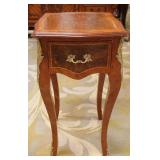 1278	FRENCH 1 DRAWER STAND WITH APPLIED METAL MOUNTS, APPROXIMATELY 16 IN X 17 IN X 30 IN H