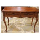 1285	2 DRAWER STAND WITH CARVED DRAWER FRONTS IN CHERRY FINISH, APPROXIMATELY 39 IN X 16 IN X 29 IN 