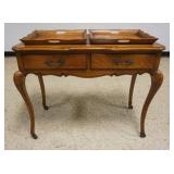 1293	FRENCH PROVENCIAL 2 DRAWER ROLLING SERVING CART WITH 2 REMOVABLE TRAYS, APPROXIMATELY 18 IN X 3