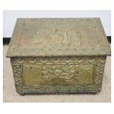 1301B	ENGLISH BRASS KINDLING BOX, APPROXIMATELY 28 IN X 17 IN X 22 IN HIGH