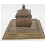 1006	ANTIQUE BRASS INKWELL STAMPED CROSS VIENNA ON BASE, APPROXIMATELY 7 IN SQUARE X 5 1/2 IN HIGH
