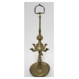1018	ANTIQUE BRASS WHALE OIL LAMP, APPROXIMATELY 16 IN HIGH