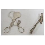 1026	GERMAN SILVERPLATE EGG SCISSORS & ASPARAGUS TONGS W/TOUCHMARKS