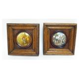 1030	2 FRAMED PRATTWARE POT LIDS, EACH APPROXIMATELY 9 IN X 9 IN