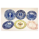 1043	GROUP OF ANTIQUE PORCELAIN TRANSFERWARE POLITICAL PLATES, PRESIDENT COOLIDGE HOME, MCKINLEY HOM