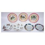 1044	GROUP OF ASSORTED ANTIQUE TRANSFERWARE CHILDRENS PLATES, SOME WITH LOSS