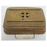 1058	GIRONDON & MONTET BRASS FOOTWARMER, APPROXIMATELY 8 IN X 6 IN X 2 IN