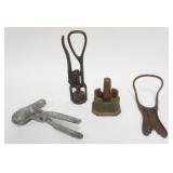 1066	GROUP OF ASSORTED ANTIQUE METAL KITCHEN ITEMS, ALUMINUM *HARRY L HOSSMAN CHICKEN LEG MEAT PRESS