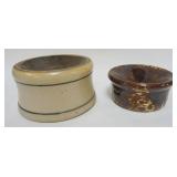 1070	STONEWARE & BENNINGTON GLAZED SPITTOONS, LARGEST APPROXIMATELY 9 IN X 5 IN HIGH