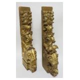 1072	PAIR OF ANTIQUE GUILT WOOD ARCHITECTURAL CARVED PIECES, SOME LOSS TO CARVING, EACH APPROXIMATEL