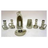 1074	GROUP OF ASSORTED WILLIAMSBURG POTTERY CANDLESTICKS, LARGEST APPROXIMATELY 9 IN HIGH