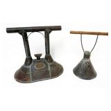 1110	2 PRIMITIVE TIN CLOTHES WASHER HAND PLUNGERS, 1 MARKED *THE PERFECT CLOTHES WASHER*, LARGEST AP