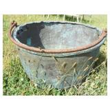 1117	LARGE ANTIQUE COPPER APPLE BUTTER KETTLE, APPROXIMATELY 30 IN X 20 IN