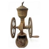 1134	ANTIQUE ELGIN NATIONAL DOUBLE WHEEL COFFEE GRINDER, APPROXIMATELY 10 IN X 15 IN X 25 IN