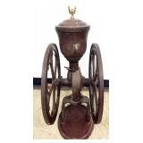 1135	LARGE ANTIQUE ELGIN NATIONAL DOUBLE WHEEL COFFEE GRINDER, APPROXIMATELY 14 IN X 20 IN X 52 IN