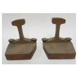 1140	RAILROAD TIE AND SPIKE BOOKENDS, EACH APPROXIMATELY 7 IN X 6 IN X 7 IN H