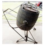 1144	PRIMITIVE WOOD *BEATTY BROS LTD* TREADLE CHURN, APPROXIMATELY 24 IN X 28 IN X 36 IN H