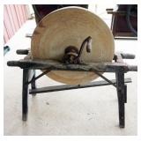 1145	PRIMITIVE WETT SHARPENING STONE, APPROXIMATELY 15 IN X 37 IN X 37 IN H