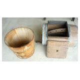 1156	BARRELL CHURN AND BUTTER CREAM SEASONING BUCKET, LARGEST APPROXIMATELY 22 IN X 16 IN