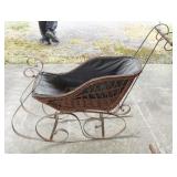 1161	WICKER AND WROUGHT METAL SLED, APPROXIMATELY 11 IN X 38 IN X 30 IN H
