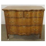 1169	OAK SERPENTINE FRONT 4 DRAWER CHEST, APPROXIMATELY 42 IN X 23 IN X 36 IN H