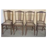 1180	SET OF 4 OAK SLAT BACK CANE SEAT CHAIRS
