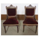 1199	PAIR OF VICTORIAN WALNUT PIERCED CARVED PARLOR CHAIRS, EACH APPROXIMATELY 18 IN X 20 IN X 37 IN