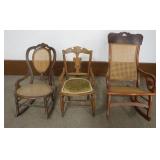 1205	GROUP OF 3 ASSORTED VICTORIAN ROCKERS AND CHAIR, LARGEST APPROXIMATELY 23 IN X 34 IN X 40 IN H