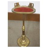 1206	ORNATE BRASS STAND WITH INSET VELOR TOP, APPROXIMATELY 16 IN X 13 IN X 39 IN H