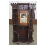 1211	VICTORIAN CARVED WALNUT ETEGERIE WITH MIRROR CENTER DOOR, APPROXIMATELY 30 IN X 29 IN X 50 IN H