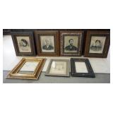 1220	GROUP OF ASSORTED FRAMES AND ANCESTOR PHOTOS, LARGEST APPROXIMATELY 50 IN X 34 OD, SOME LOSS TO