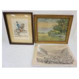 1230	GROUP OF ASSORTED PRINTS AND ENGRAVINGS INCLUDING CIVIL WAR, LARGEST APPROXIMATELY 23 IN X 17 I