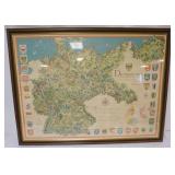 1234	FRAMED MAP *DEUTSCHLAND* 1937, APPROXIMATELY 50 IN X 38 IN
