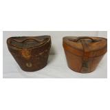 1236	2 ANTIQUE LEATHER HAT BOXES, EACH APPROXIMATELY 13 IN X 12 IN X 11 IN