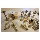 1240	ASSORTMENT OF KEROSENE LAMPS, CANDLE STICKS, WALL LIGHTS, BRASS NAUTICAL LAMP