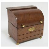 1007	ANTIQUE FEDERAL HINGED LID BOX ON BRASS BALL FEET, APPROXIMATELY 5 1/2 IN X 4 IN X 6 IN HIGH