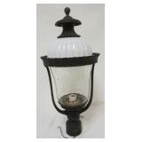 1046	CAST METAL POLE LAMP W/MILK GLASS TOP, APPROXIMATELY 26 IN HIGH