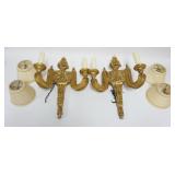 1047	PAIR OF NEOCLASSICAL GILT WOOD ELECTRIC CANDLE WALL SCONCES, EACH APPROXIMATELY 13 IN X 17 IN H