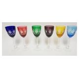 1054	FABERGE COLORED CUT TO CLEAR TALL STEMMED WINES, EACH APPROXIMATELY 3 IN X 8 1/2 IN HIGH