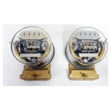 1065	PAIR OF VINTAGE WESTINGHOUSE WATT HOUR METERS, EACH APPROXIMATELY 4 IN X 7 IN X 5 IN HIGH