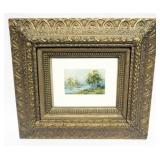 1106	FRAMED PAINTING ARTIST SIGNED ARTHUR R WARD, COWS BY WOODED STREAM, APPROXIMATELY 20 IN X 18 IN